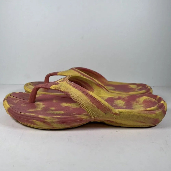 LL Bean Orange/Yellow Slip On Flip Flop Thong Sandals Women's Size 6 - Picture 3 of 8